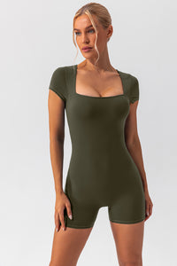 Aleena Square Neck Cap Sleeve Active Romper