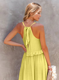 Zahra Ruffled Sleeveless Tiered Maxi Dress with Pockets