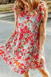 Demi Ruffled Printed Mock Neck Dress