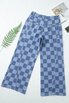 Selene Checkered Wide Leg Jeans with Pockets