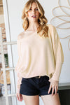 Cataleya Exposed Seam Lantern Sleeve Top