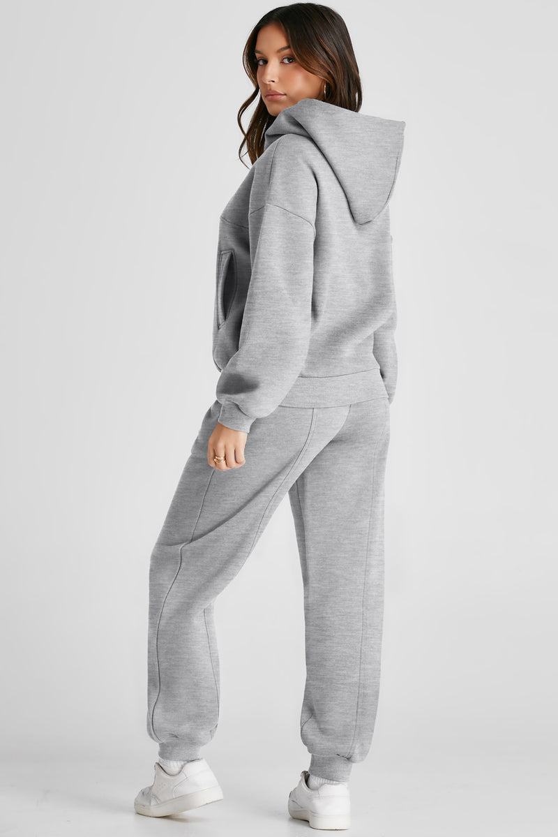 Claire Dropped Shoulder Long Sleeve Hoodie and Pants Active Set