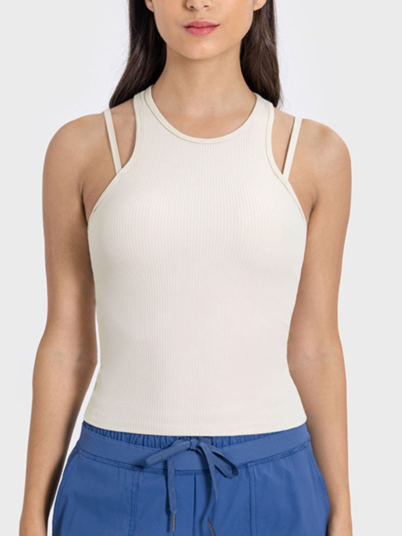 Kamilah Cutout Round Neck Racerback Active Tank