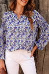 Poppy Printed Notched Balloon Sleeve Blouse