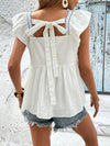 Edith Embroidered Square Neck Cap Sleeve Blouse