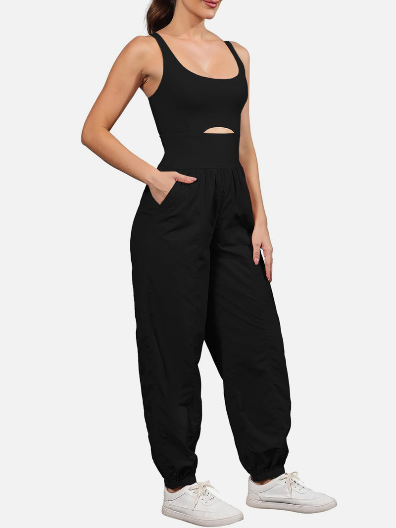 Amari Cutout Scoop Neck Wide Strap Jumpsuit