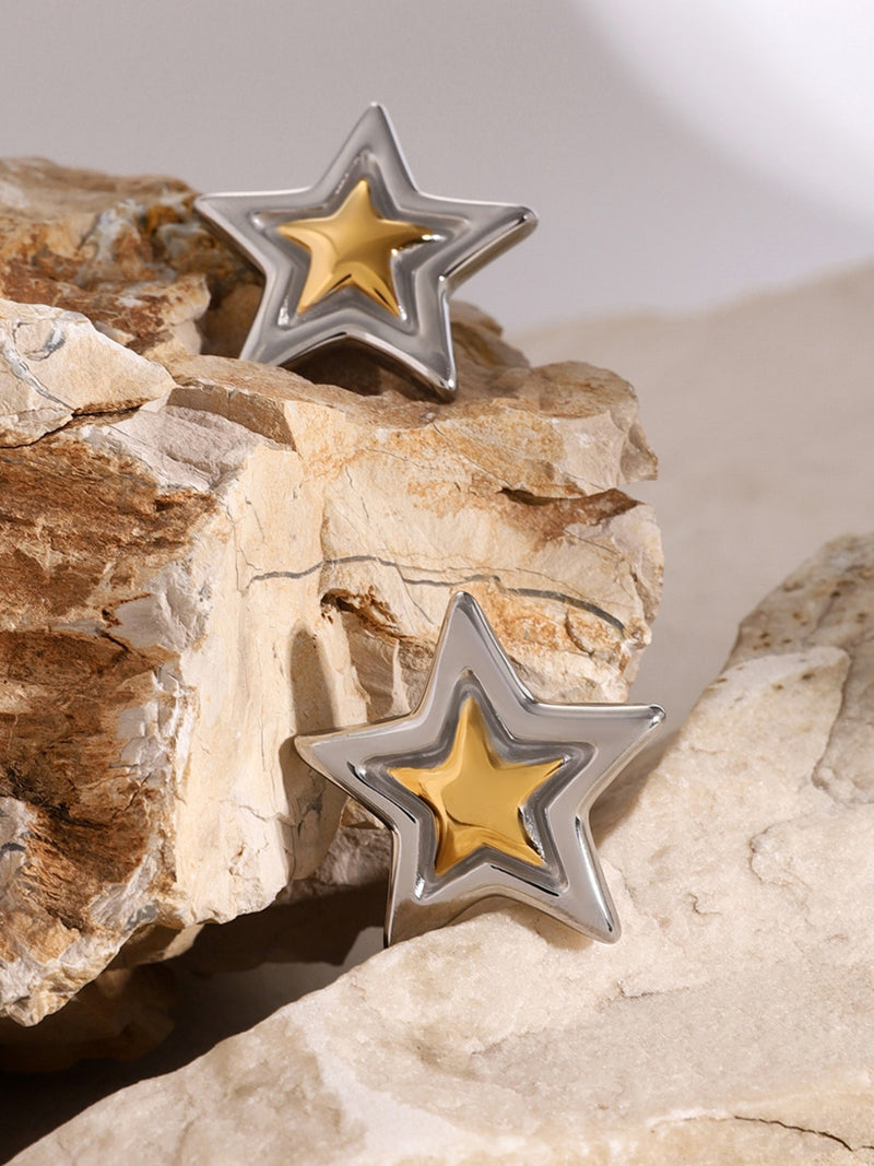 Alondra Stainless Steel Star Stud Earrings