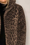 Nyomi Leopard Furry Collared Neck Long Sleeve Coat