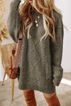 River Cable-Knit Round Neck Sweater Dress