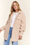 Mavis Teddy Sherpa Button Down Curved Hem Shacket