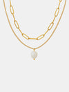 Rosalina Freshwater Pearl Titanium Steel Double-Layered Necklace