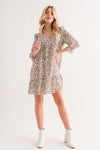 Lana Leopard Ruffle Hem Woven Mini Dress