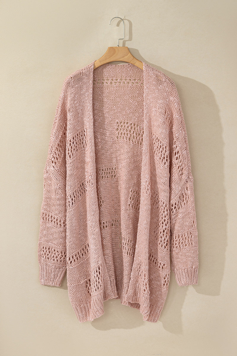 Maeve Openwork Open Front Long Sleeve Cardigan