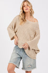 Noor Distressed Asymmetrical Open Stitch Sweater