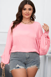 Madilyn Plus Size Lantern Sleeve Dropped Shoulder Blouse