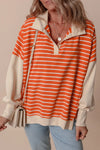 Adaline Slit Striped Long Sleeve Sweatshirt