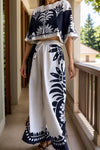 Aubrey Printed Half Sleeve Top and Wide Leg Pants Set