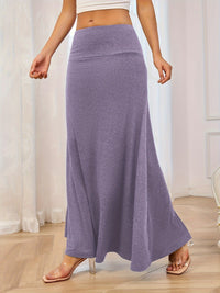 Jaliyah Solid Elastic Waist Maxi Skirt