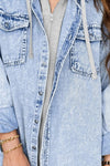 Anastasia Distressed Button Up Long Sleeve Denim Jacket