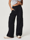 Indigo Side Striped Drawstring Wide Leg Pants