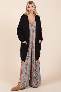 Lydia Open Front Long Sleeve Longline Cardigan