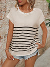 Elaina Striped Round Neck Short Sleeve Knit Top