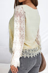 Athena Lace Detail V-Neck Long Sleeve Blouse