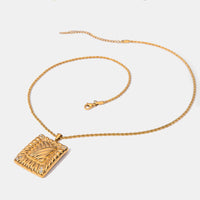 Jessica Stainless Steel Inlaid Rhinestone Rectangle Shape Pendant Necklace