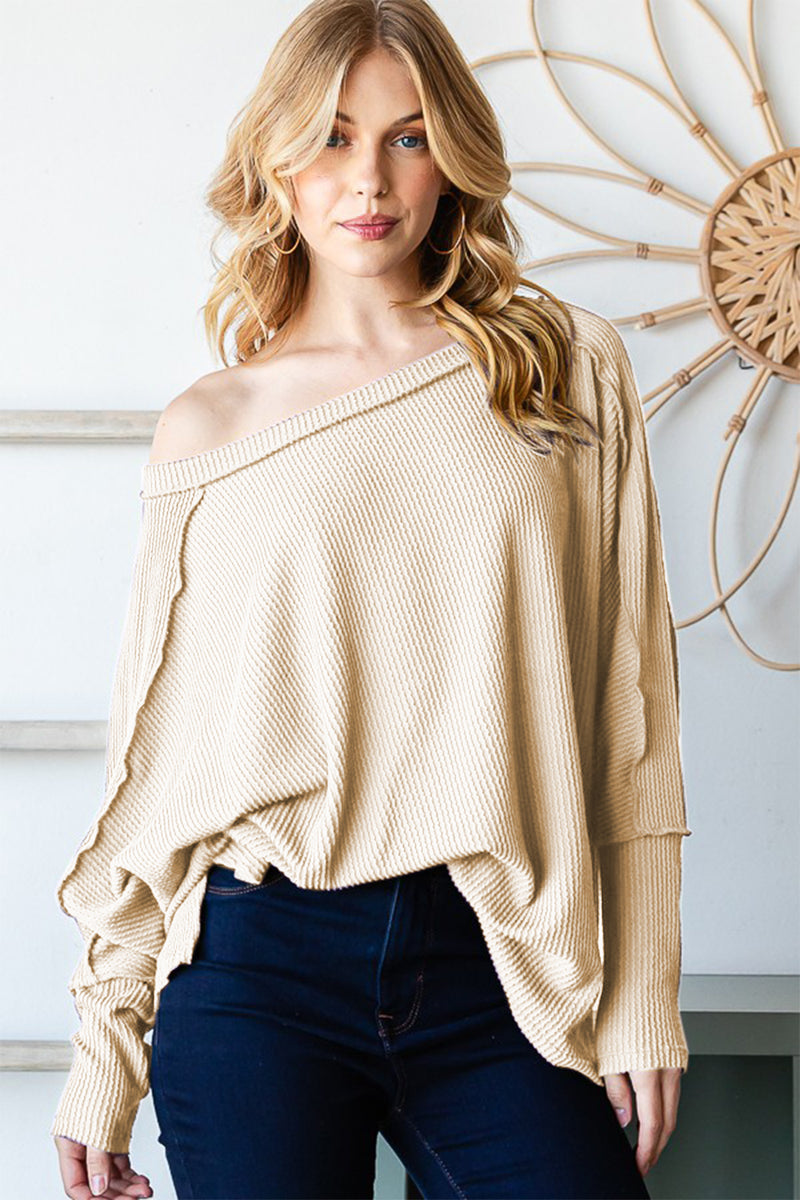 Cataleya Exposed Seam Lantern Sleeve Top