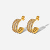 Bria Stainless Steel Inlaid Zircon C-Hoop Earrings