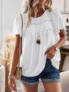 Callie Lace Detail Round Neck Short Sleeve Blouse