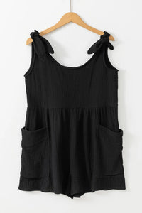 Zoey Scoop Neck Tie Shoulder Romper