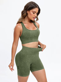 Rosalee Scoop Neck Wide Strap Top and Shorts Active Set