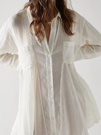 Rosie Button Up Collared Neck Long Sleeve Longline Shirt