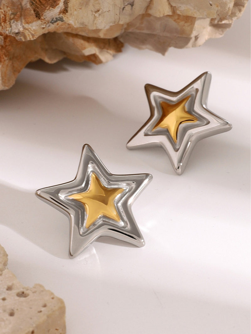 Alondra Stainless Steel Star Stud Earrings