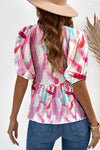 Estelle Printed V-Neck Babydoll Blouse