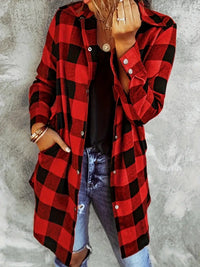 Waverly Plaid Collared Neck Snap Down Long Sleeve Jacket