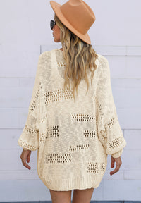 Maeve Openwork Open Front Long Sleeve Cardigan