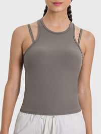 Kamilah Cutout Round Neck Racerback Active Tank