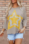 Mae Star Applique Round Neck T-Shirt