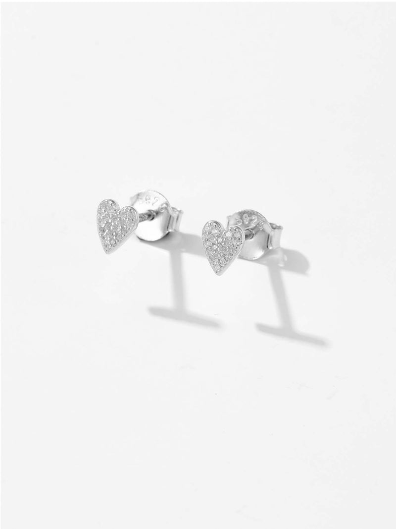 Noa 925 Sterling Silver Zircon Heart Stud Earrings