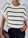 Ruth Striped Round Neck Short Sleeve Knit Top