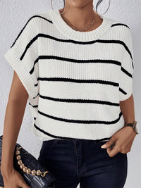 Ruth Striped Round Neck Short Sleeve Knit Top