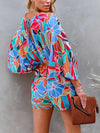 Monroe Tied Printed Kimono Sleeve Romper