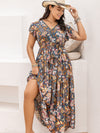 Melina Plus Size Ruffled Printed Cap Sleeve Dress