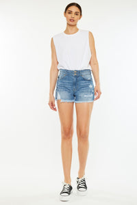 Charley Full Size High Rise Raw Hem Denim Shorts