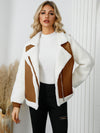 Love Pocketed Sherpa Zip Up Long Sleeve Jacket