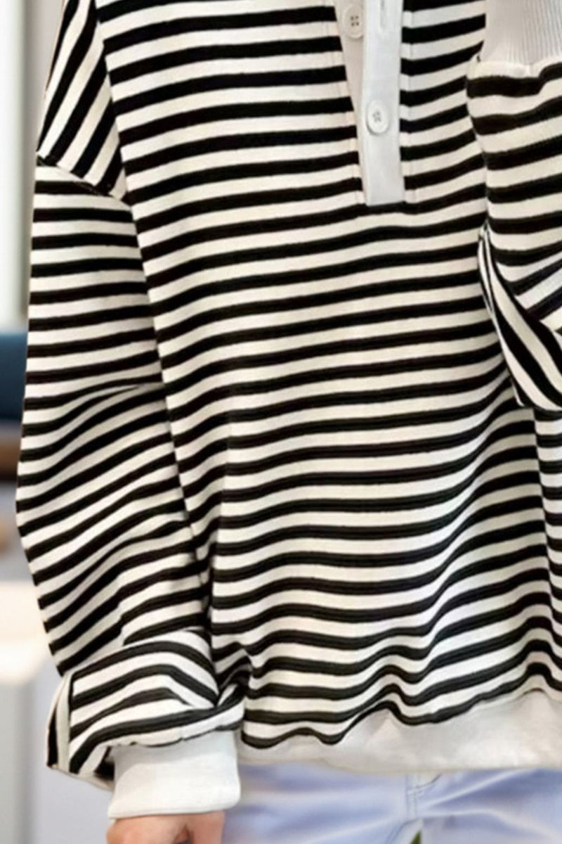 Freya Striped Dropped Shoulder Long Sleeve Sweatshirt