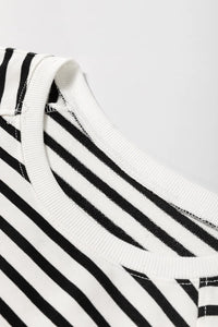 Jordan Slit Striped Round Neck Long Sleeve Sweatshirt