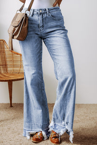 Kaia Raw Hem Bootcut Jeans with Pockets